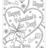 Happy Valentines day card coloring page