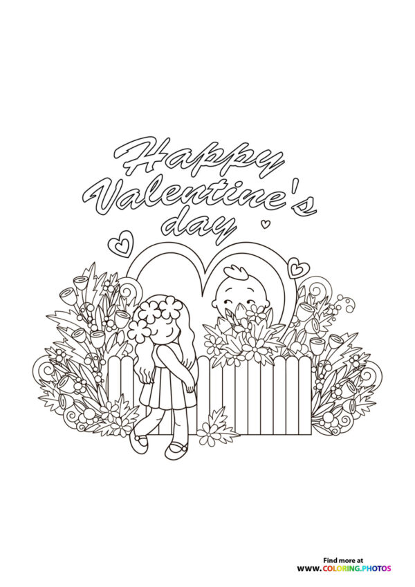 Happy Valentines day coloring page