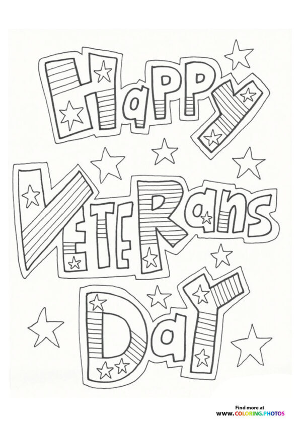 Happy Veterans Day coloring page