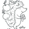 Cute hedgehog with apples coloring page