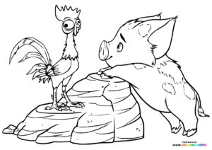 HeiHei and Pua coloring page