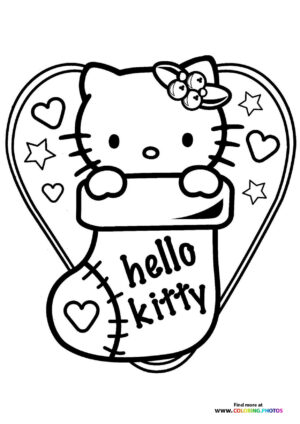 Hello Kitty christmas stocking coloring page