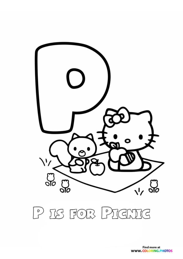 Hello Kitty ABC letters coloring pages | Free and easy print or download