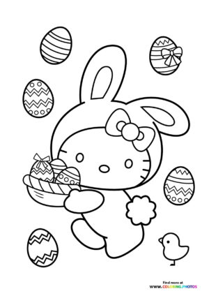 Hello Kitty Easter coloring page