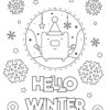 Hello winter coloring page