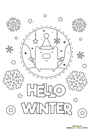 Hello winter coloring page