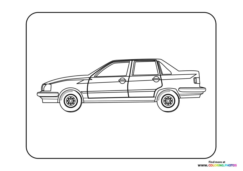 Classic four-door sedan with open door shown from the side coloring page