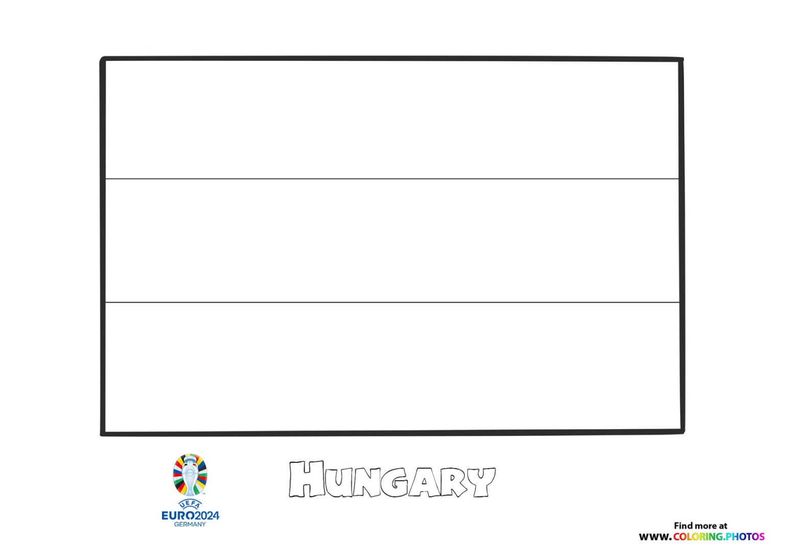 Hungary flag Euro 2024 Coloring Pages for kids