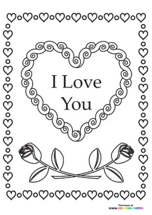I Love You Valentines card coloring page