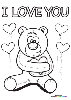 I love you Teddy Bear coloring page