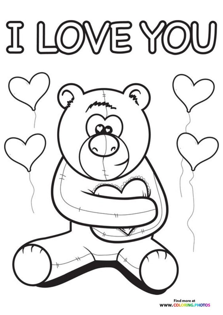 I love you Teddy Bear Coloring Pages for kids
