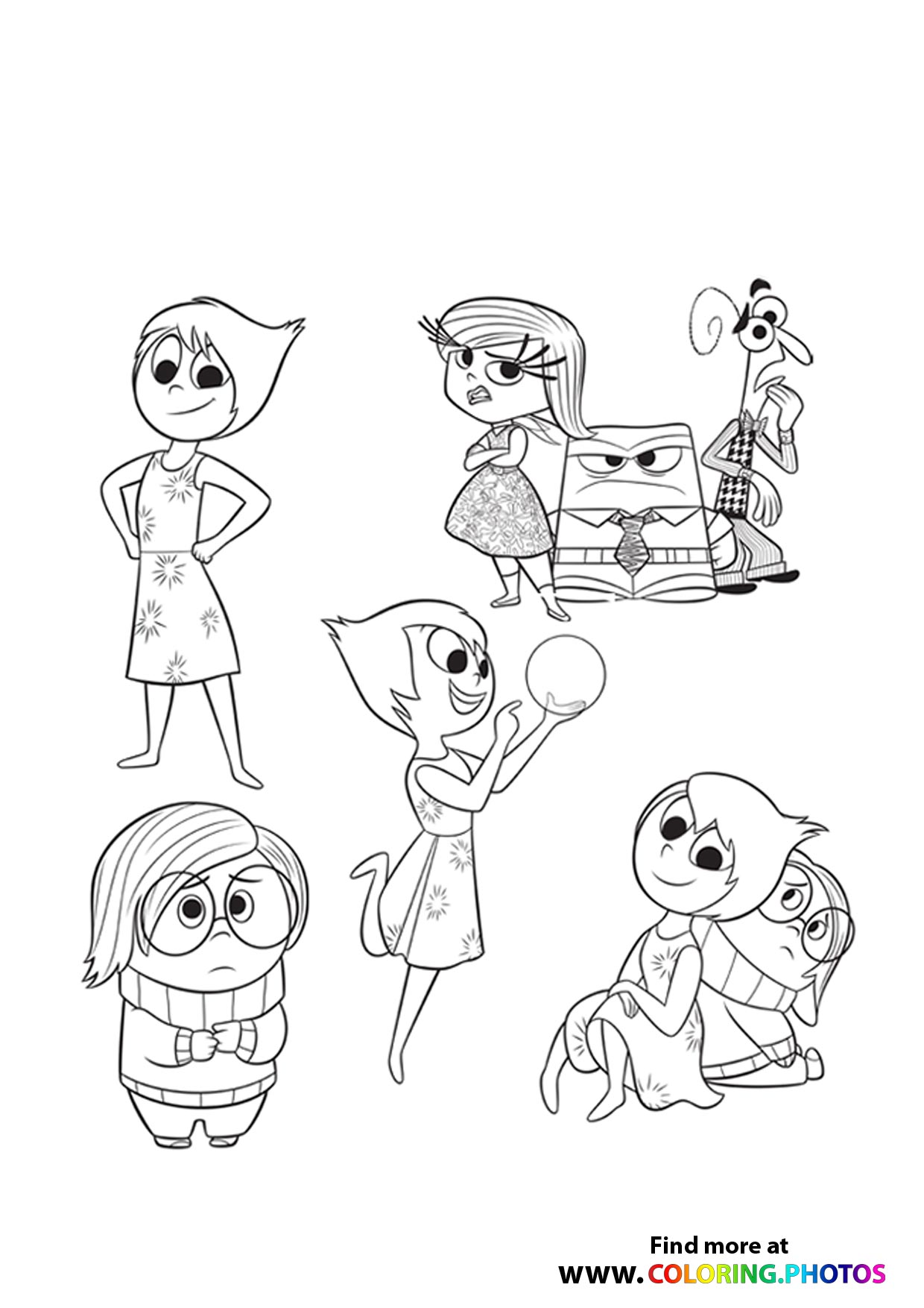 Inside Out all characters - Coloring Pages for kids | Free Print