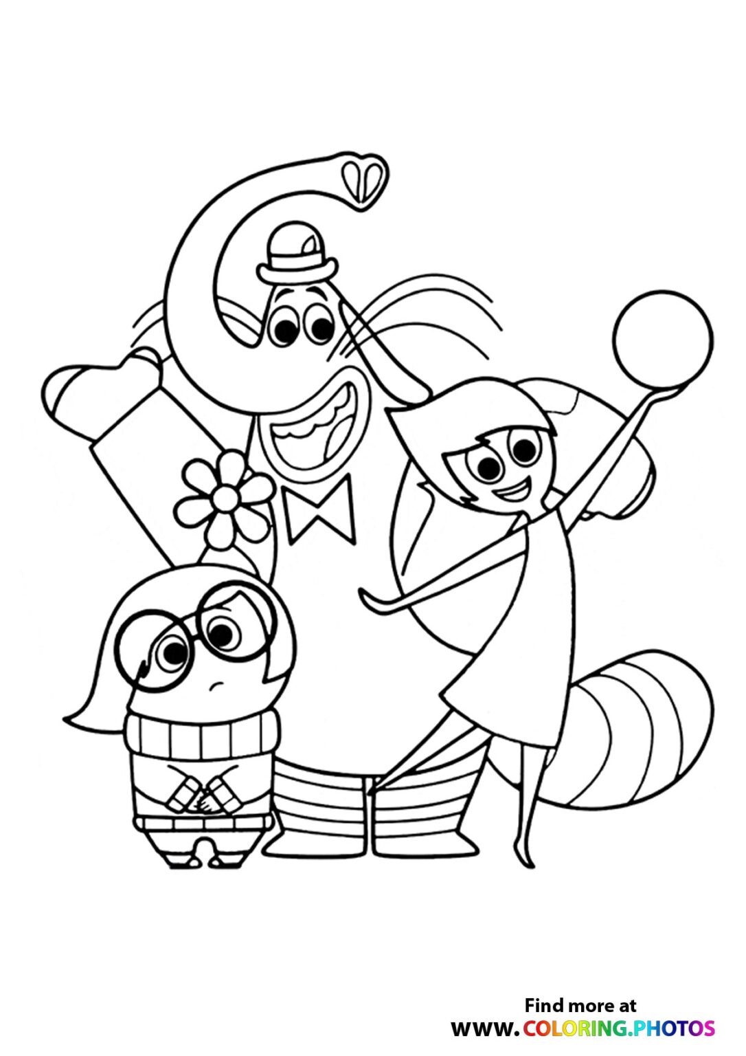 Inside Out all characters Coloring Pages for kids Free Print