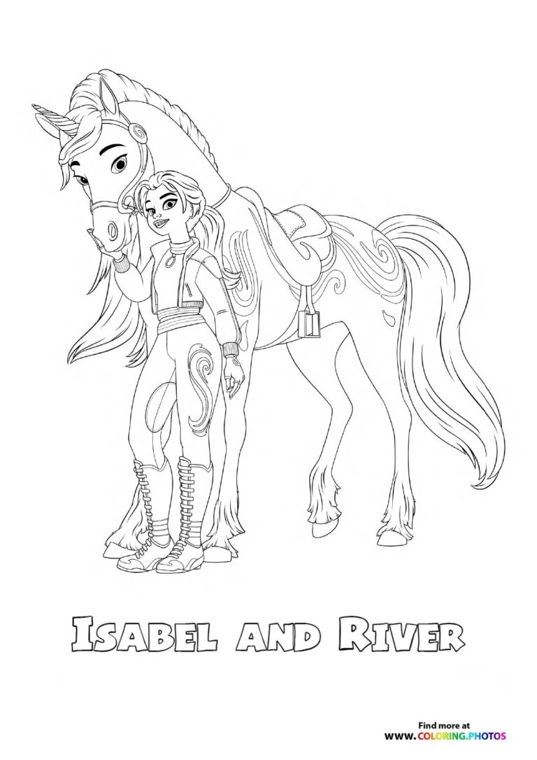 Isabel and River from Unicorn Academy - Coloring Pages for kids