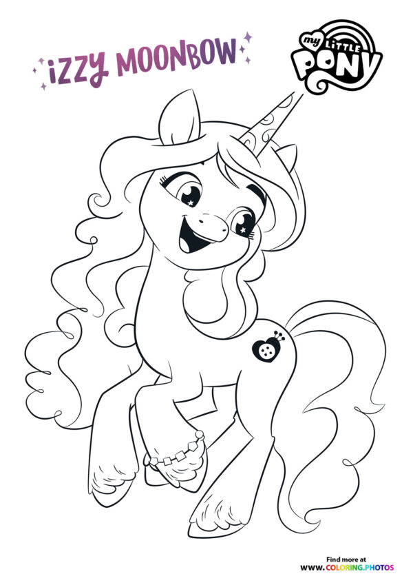 Izzy Moonbow posing coloring page
