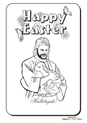 Easter Jesus with a lamb coloring page