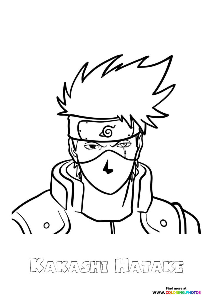 Kakashi Hatake wearing his signature mask and forehead protector coloring page from Naruto anime