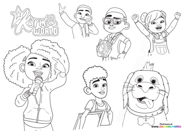 Karmas world - all character coloring page