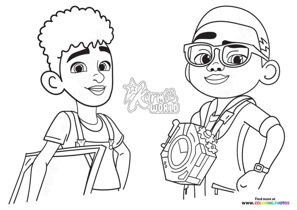 Karma and her friend with camera from Karma's World coloring page