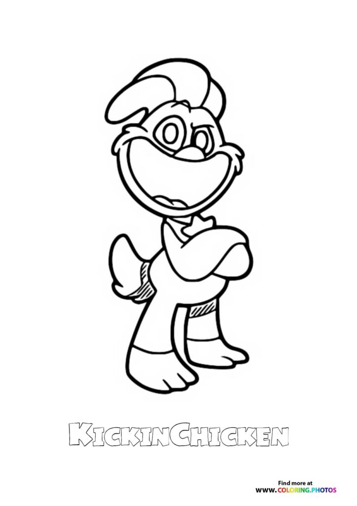 Kickin Chicken character with chef hat and happy smile from Poppy Playtime Chapter 3 coloring page