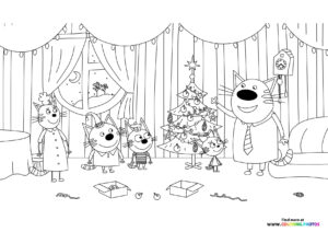 Christmas with Kid E Cats coloring page