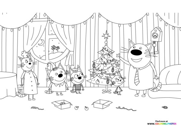 Christmas with Kid E Cats coloring page