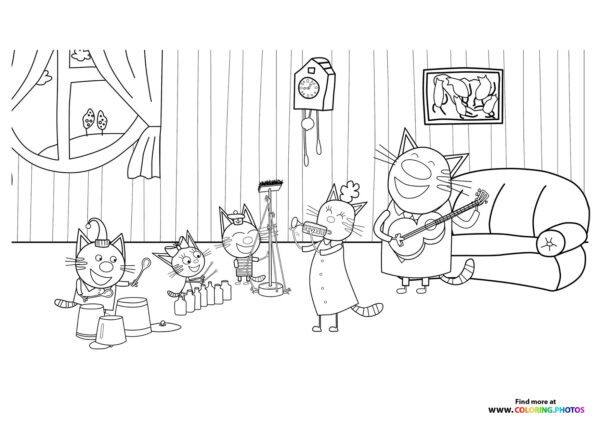 Kid E Cats playing coloring page