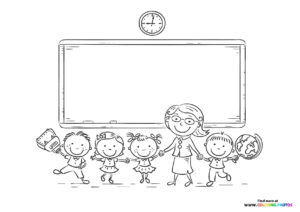 Kids in front of blackboard