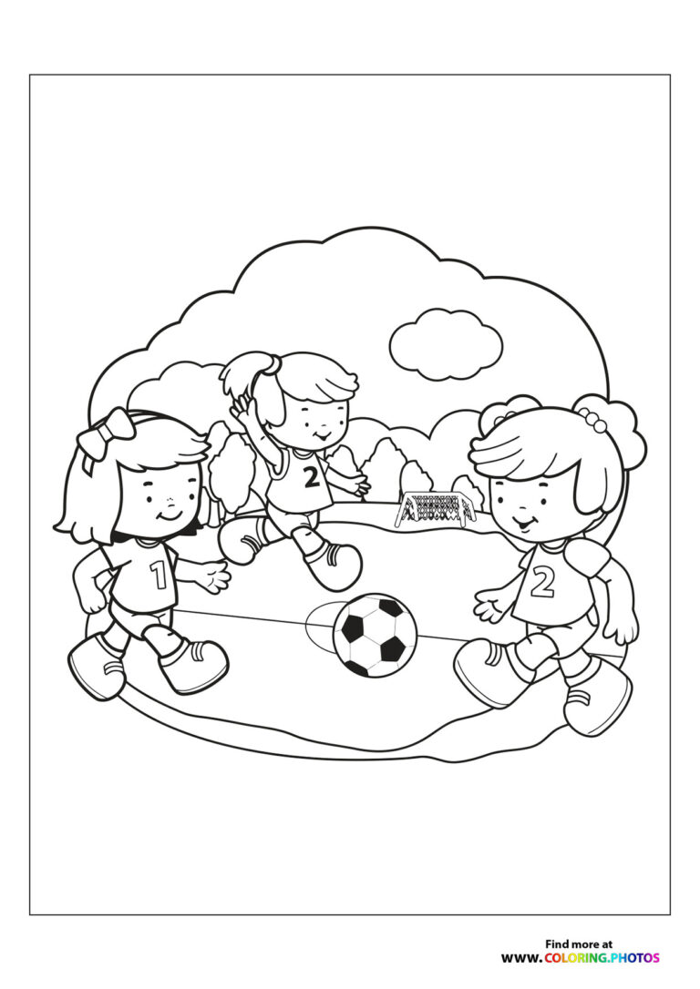 Kids playing soccer - Coloring Pages for kids