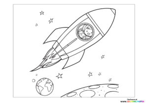 Kids traveling in rocket