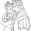 King and Queen with baby Rapunzel coloring page