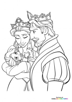 King and Queen with baby Rapunzel coloring page