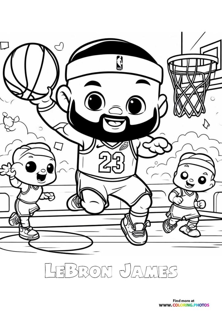 LeBron James with Young Basketball Players