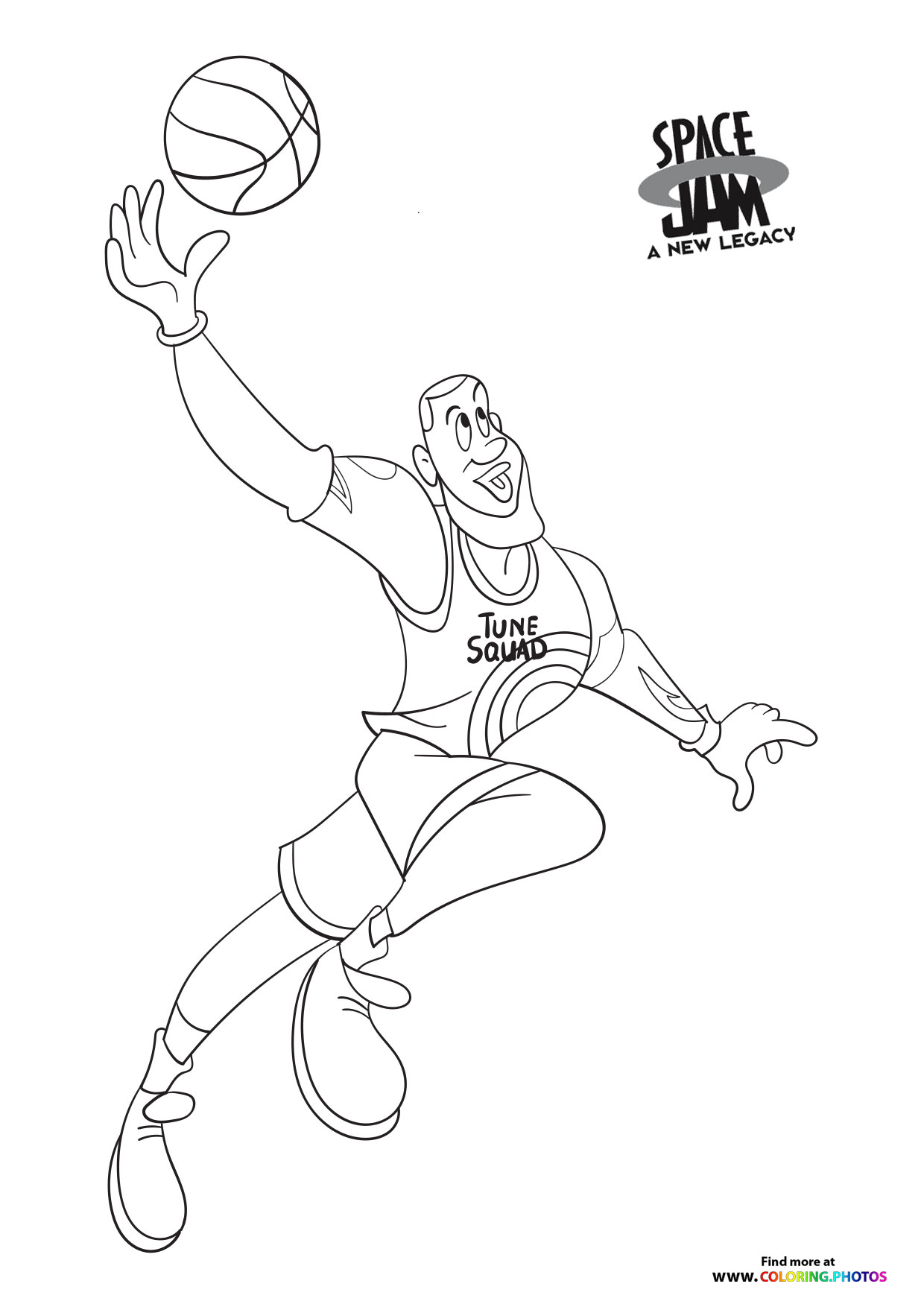 LeBron James dunking - Space Jam: A new legacy - Coloring Pages for kids
