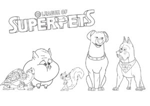 Hero pets from DC League of Super Pets coloring page