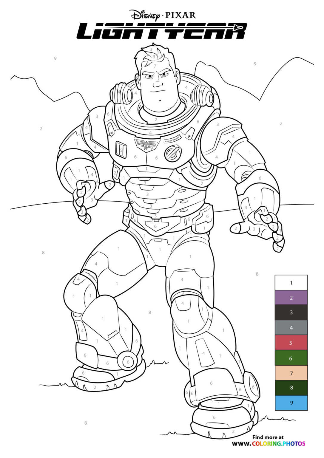 Lightyear Color By Numbers Coloring Pages For Kids