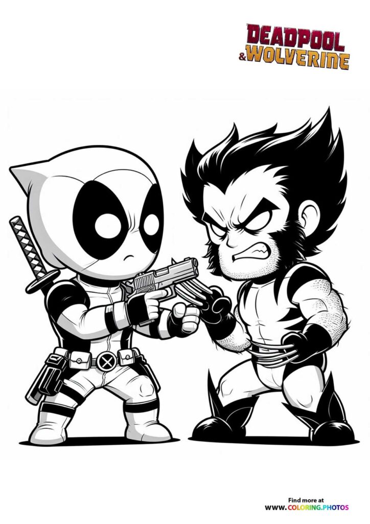 Deadpool & Wolverine - Coloring Pages For Kids - Free Print Or Download