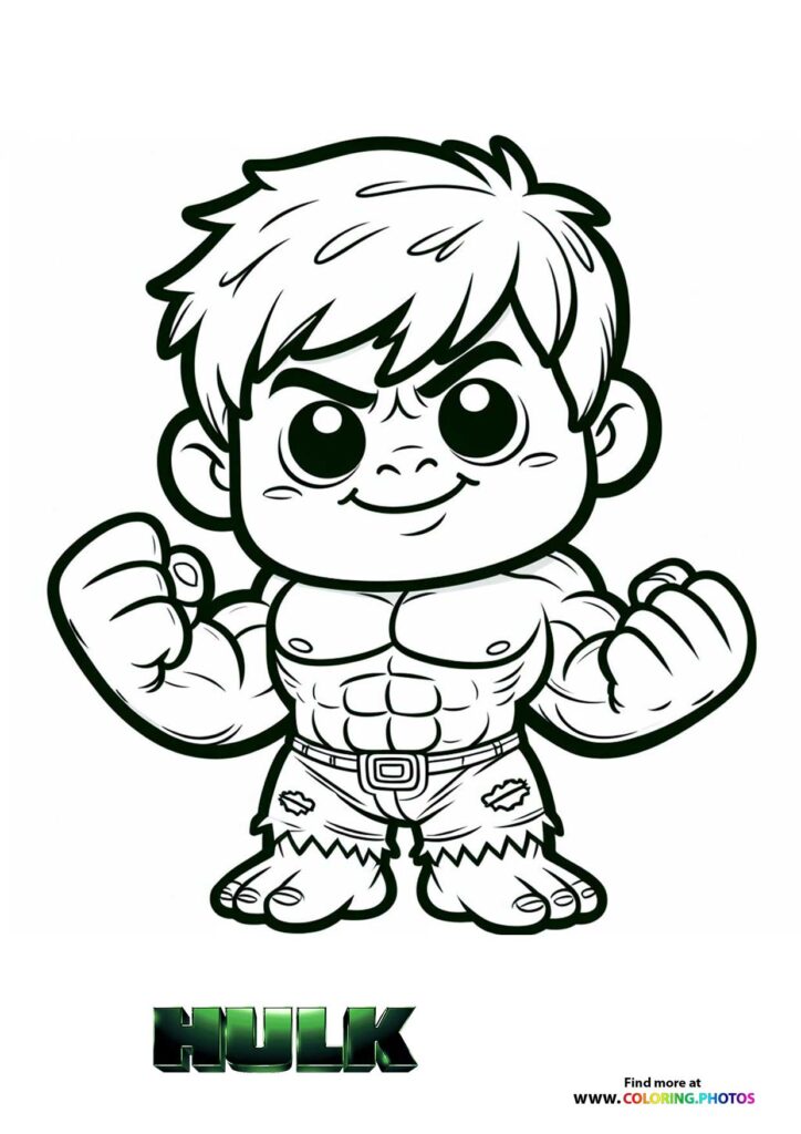 Little Hulk showing muscles - Coloring Pages for kids