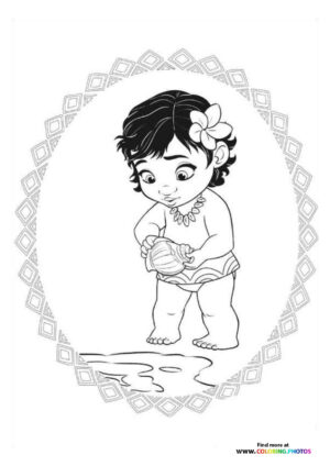 Little cute Moana coloring page