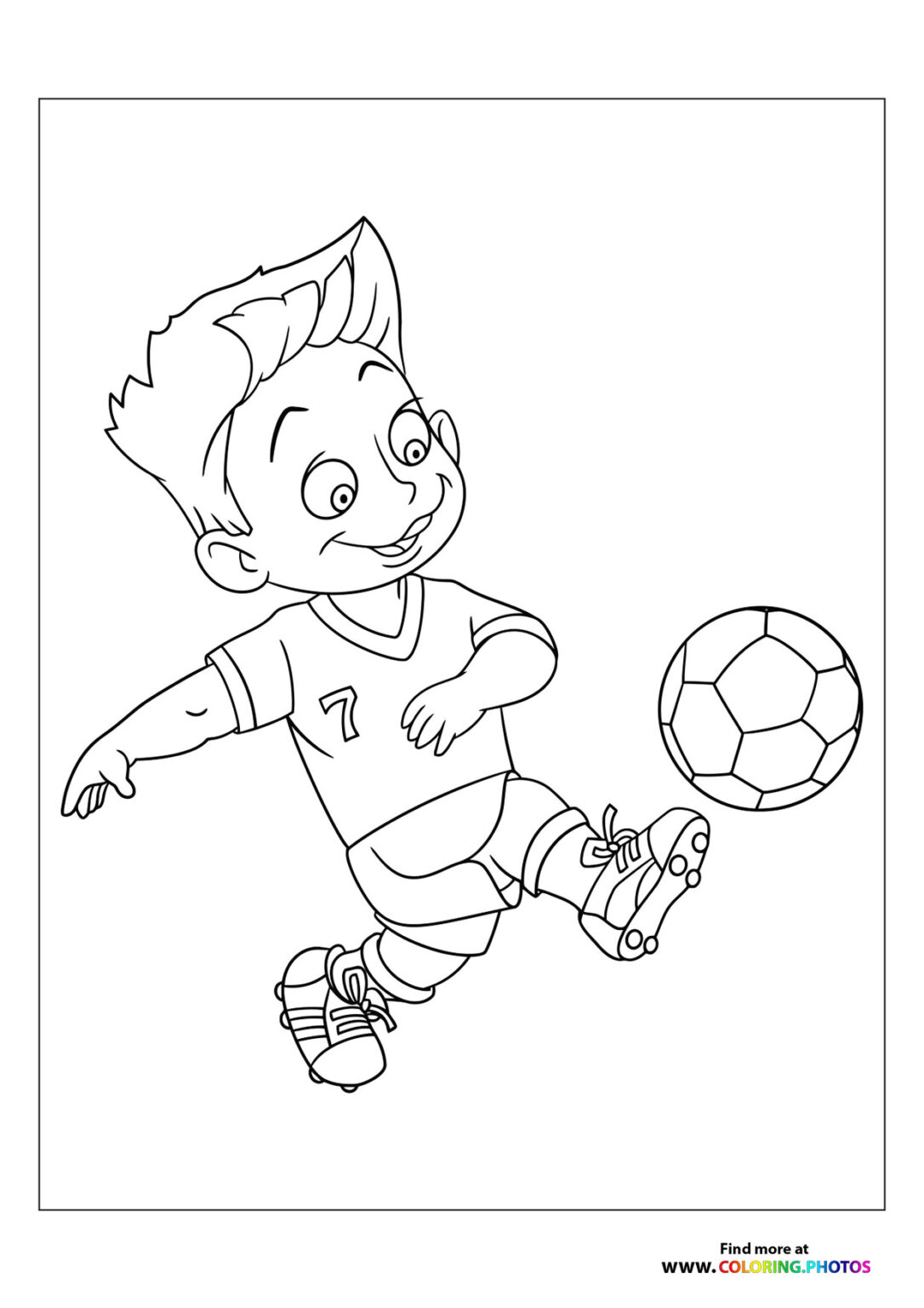 Little boy kicking the football - Coloring Pages for kids
