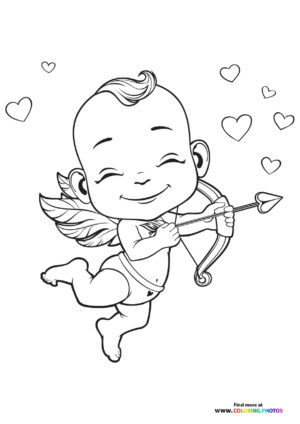 Little Valentines Cupid coloring page