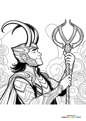 Loki holding the staff