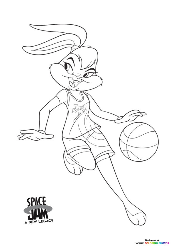 Lola Bunny playing basketball coloring page
