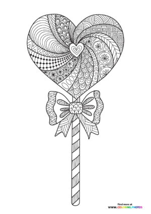 Valentines lollipop mandala coloring page