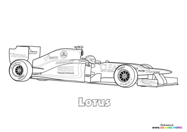 Lotus Formula 1 car coloring page