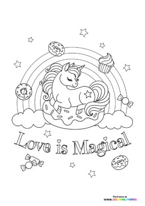 Love is magical coloring page