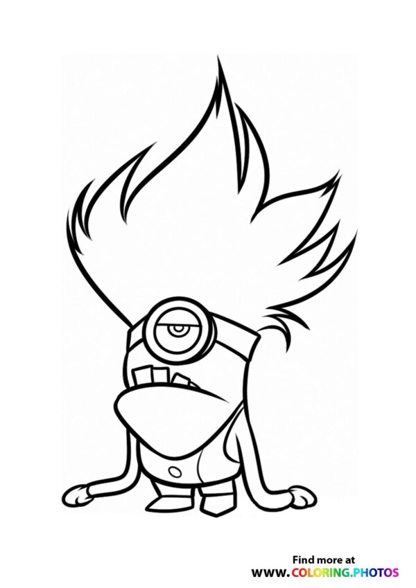 Minion with huge hair Coloring Page