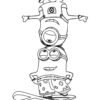 Minions Stuart and Bob surfing Coloring Page