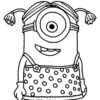 Minions Stuart in dress Coloring Page