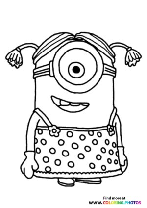 Minions Stuart in dress Coloring Page